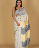 Summer Silk Off-White Saree with Black and Gold Buta Design Summer Silk Off-White Saree with Black and Gold Buta Design