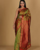 Mousumi Design Mehendi Green Saree with Red Dig and Green Buta Mousumi Design Mehendi Green Saree with Red Dig and Green Buta