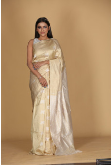 Small Muga Golden Beige Saree Small Muga Golden Beige Saree
