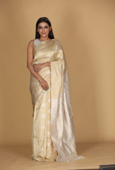 Small Muga Golden Beige Saree