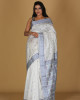 Chandramara Design Light Blue Saree – White Patterns with Cream Border